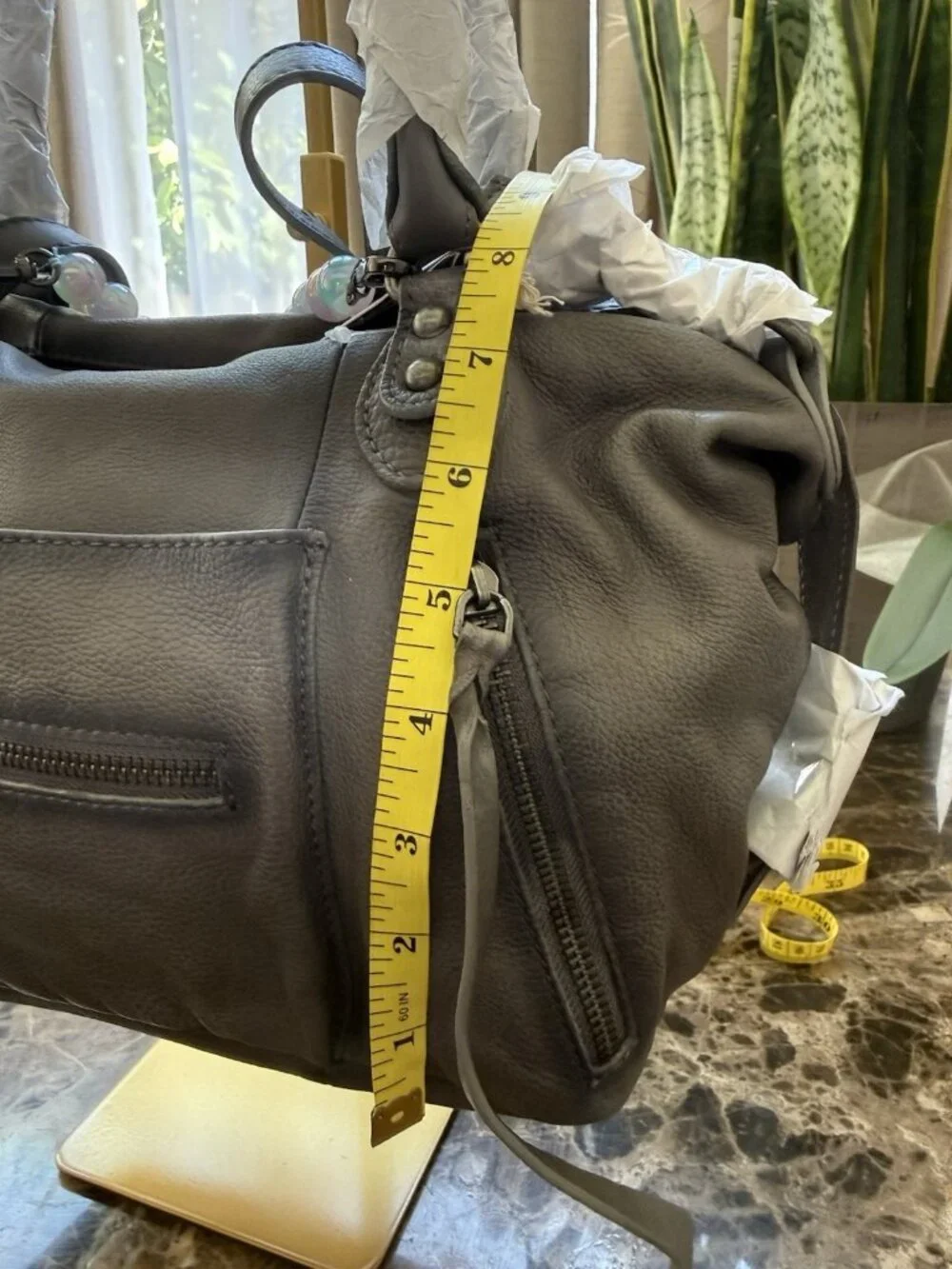 Free People We The Free Baby Emerson Gray Leather Satchel Crossbody Bag - Picture 9 of 12